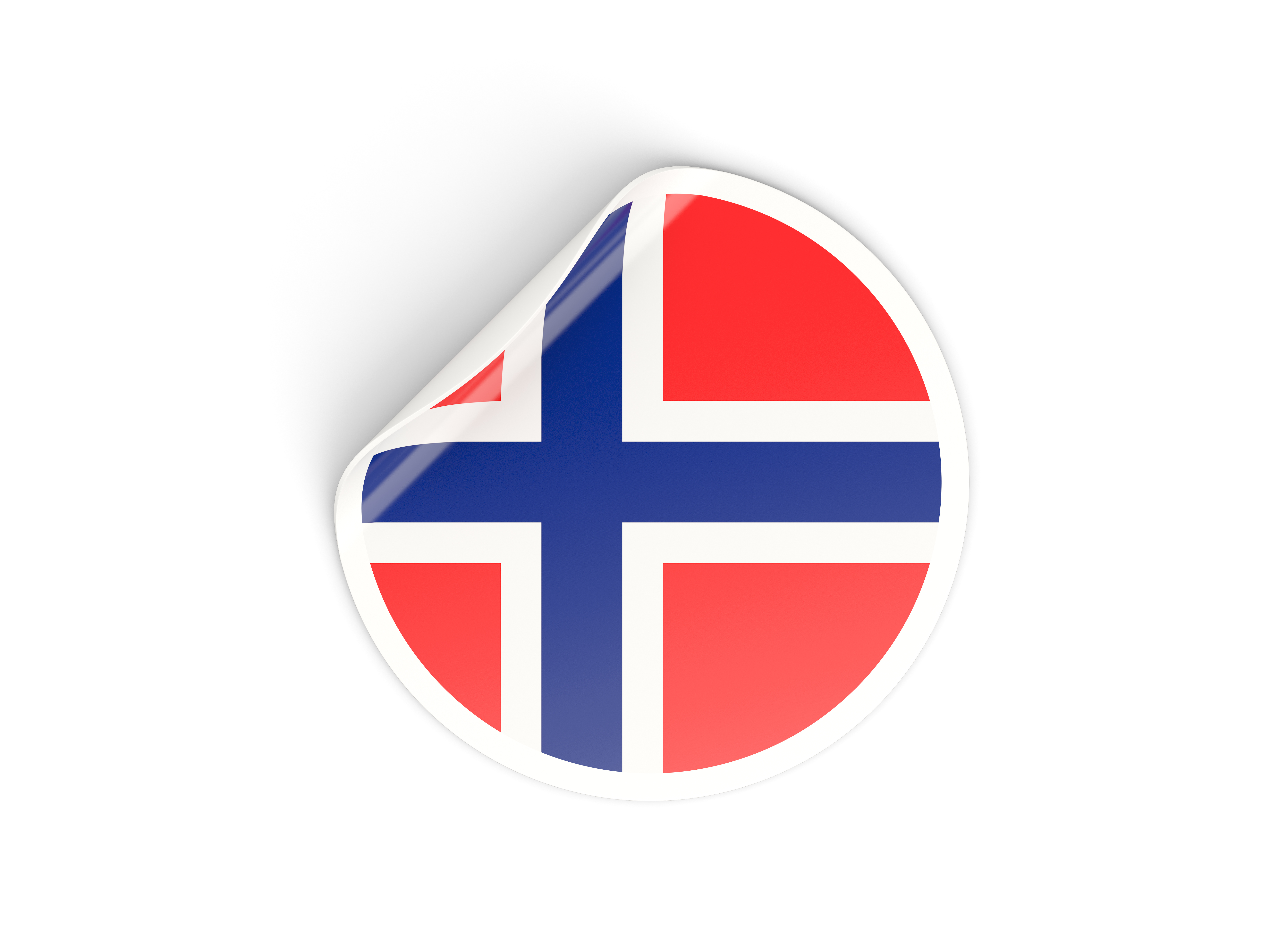 Round sticker with flag of norway